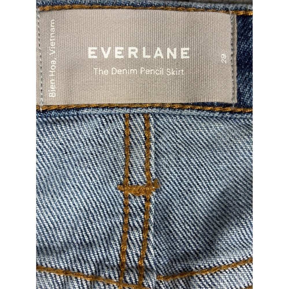 Everlane The Denim Pencil Skirt Blue Button Front Stretch Size 29 Womens - Picture 2 of 7